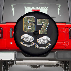 Funny Six Seven 6 7 Meme Spare Tire Cover Gen Alpha Slang 6 7 Hands Camo Boy Girl TS10 Black Print Your Wear