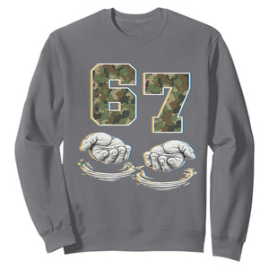 Funny Six Seven 6 7 Meme Sweatshirt Gen Alpha Slang 6 7 Hands Camo Boy Girl TS10 Charcoal Print Your Wear