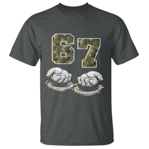 Funny Six Seven 6 7 Meme T Shirt Gen Alpha Slang 6 7 Hands Camo Boy Girl TS10 Dark Heather Print Your Wear