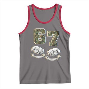 Funny Six Seven 6 7 Meme Tank Top Gen Alpha Slang 6 7 Hands Camo Boy Girl TS10 Deep Heather Red Print Your Wear