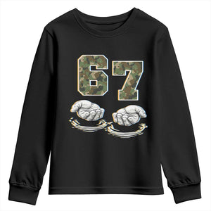Funny Six Seven 6 7 Meme Youth Sweatshirt Gen Alpha Slang 6 7 Hands Camo Boy Girl TS10 Black Print Your Wear