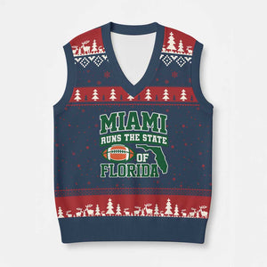 Miami V-Neck Knit Sweater Vest Runs The State of Florida Dade County 305 Pride TS10 Navy Red Print Your Wear