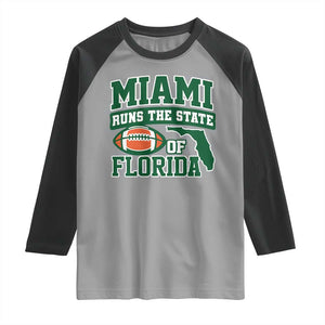 Miami Raglan Shirt Runs The State of Florida Dade County 305 Pride TS10 Sport Gray Black Print Your Wear