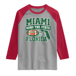 Miami Raglan Shirt Runs The State of Florida Dade County 305 Pride TS10 Sport Gray Red Print Your Wear