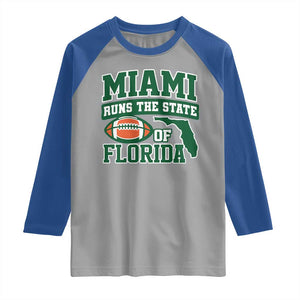 Miami Raglan Shirt Runs The State of Florida Dade County 305 Pride TS10 Sport Gray Royal Print Your Wear