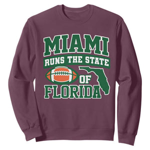 Miami Sweatshirt Runs The State of Florida Dade County 305 Pride TS10 Maroon Print Your Wear