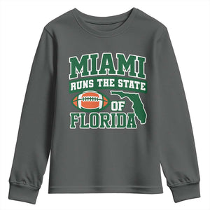 Miami Youth Sweatshirt Runs The State of Florida Dade County 305 Pride TS10 Dark Heather Print Your Wear