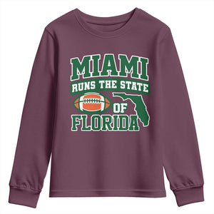 Miami Youth Sweatshirt Runs The State of Florida Dade County 305 Pride TS10 Maroon Print Your Wear