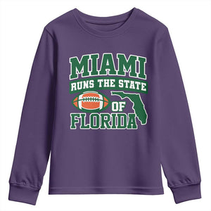 Miami Youth Sweatshirt Runs The State of Florida Dade County 305 Pride TS10 Purple Print Your Wear