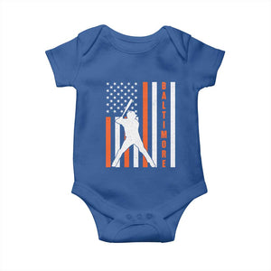 Baltimore Sport Baseball Fans Baby Onesie Cool Distressed US Flag Maryland TS10 Royal Blue Print Your Wear