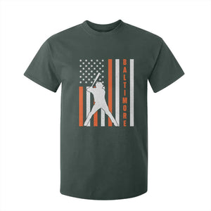 Baltimore Sport Baseball Fans T Shirt For Kid Cool Distressed US Flag Maryland TS10 Dark Forest Green Print Your Wear