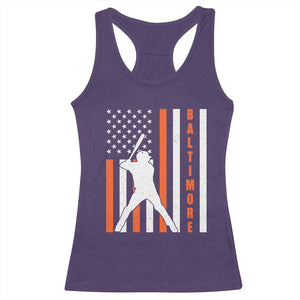 Baltimore Sport Baseball Fans Racerback Tank Top Cool Distressed US Flag Maryland TS10 Purple Print Your Wear