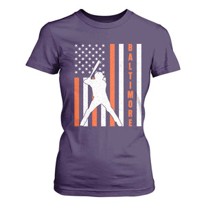 Baltimore Sport Baseball Fans T Shirt For Women Cool Distressed US Flag Maryland TS10 Purple Print Your Wear