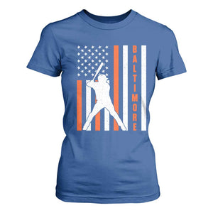 Baltimore Sport Baseball Fans T Shirt For Women Cool Distressed US Flag Maryland TS10 Royal Blue Print Your Wear
