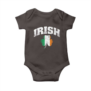 Irish Baby Onesie Vintage St Patricks Day Ireland Flag Shamrock Clover TS10 Dark Chocolate Print Your Wear