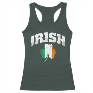 Irish Racerback Tank Top Vintage St Patricks Day Ireland Flag Shamrock Clover TS10 Dark Forest Green Print Your Wear