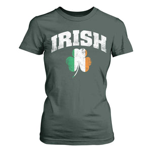 Irish T Shirt For Women Vintage St Patricks Day Ireland Flag Shamrock Clover TS10 Dark Forest Green Print Your Wear