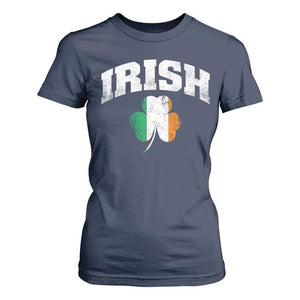 Irish T Shirt For Women Vintage St Patricks Day Ireland Flag Shamrock Clover TS10 Navy Print Your Wear