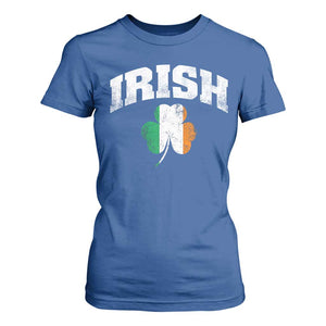 Irish T Shirt For Women Vintage St Patricks Day Ireland Flag Shamrock Clover TS10 Royal Blue Print Your Wear