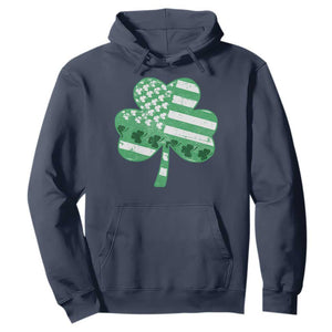 St Patricks Day American Flag Shamrocks Hoodie Lucky Retro Vintage Irish USA TS10 Navy Print Your Wear