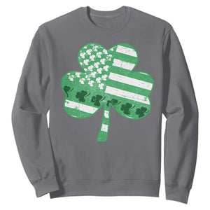 St Patricks Day American Flag Shamrocks Sweatshirt Lucky Retro Vintage Irish USA TS10 Charcoal Print Your Wear