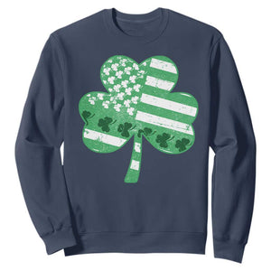 St Patricks Day American Flag Shamrocks Sweatshirt Lucky Retro Vintage Irish USA TS10 Navy Print Your Wear