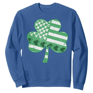 St Patricks Day American Flag Shamrocks Sweatshirt Lucky Retro Vintage Irish USA TS10 Royal Blue Print Your Wear