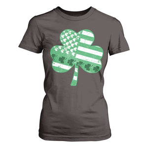 St Patricks Day American Flag Shamrocks T Shirt For Women Lucky Retro Vintage Irish USA TS10 Dark Chocolate Print Your Wear