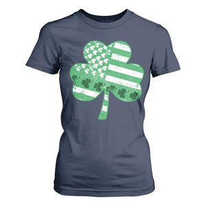 St Patricks Day American Flag Shamrocks T Shirt For Women Lucky Retro Vintage Irish USA TS10 Navy Print Your Wear