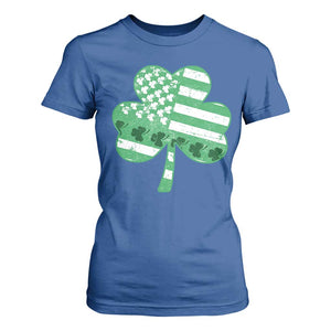 St Patricks Day American Flag Shamrocks T Shirt For Women Lucky Retro Vintage Irish USA TS10 Royal Blue Print Your Wear