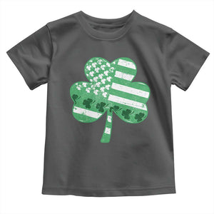 St Patricks Day American Flag Shamrocks Toddler T Shirt Lucky Retro Vintage Irish USA TS10 Dark Heather Print Your Wear