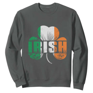 Irish St Patricks Day Shamrock Sweatshirt Retro Clover Ireland Flag Lucky Gifts TS10 Dark Heather Print Your Wear
