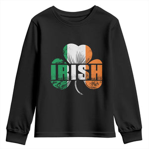 Irish St Patricks Day Shamrock Youth Sweatshirt Retro Clover Ireland Flag Lucky Gifts TS10 Black Print Your Wear