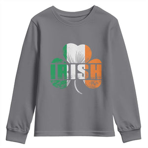 Irish St Patricks Day Shamrock Youth Sweatshirt Retro Clover Ireland Flag Lucky Gifts TS10 Charcoal Print Your Wear
