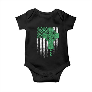 St Patricks Day American Flag Baby Onesie Celtic Cross Shamrocks TS10 Black Print Your Wear