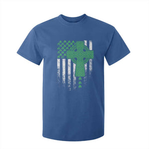 St Patricks Day American Flag T Shirt For Kid Celtic Cross Shamrocks TS10 Royal Blue Print Your Wear