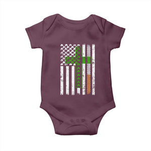 American Flag Shamrocks St Patricks Day Baby Onesie Vintage Irish USA TS10 Maroon Print Your Wear