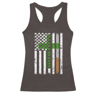 American Flag Shamrocks St Patricks Day Racerback Tank Top Vintage Irish USA TS10 Dark Chocolate Print Your Wear