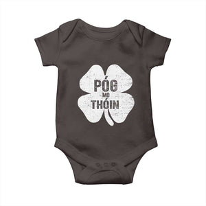 Funny Irish St Patricks Day Baby Onesie Shamrock Gaelic Saying Pog Mo Thoin TS10 Dark Chocolate Print Your Wear