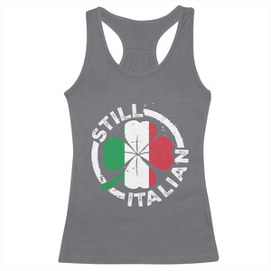 Funny Italian St Patrick's Day Racerback Tank Top Lucky Shamrock Italy Flag TS10 Charcoal Print Your Wear