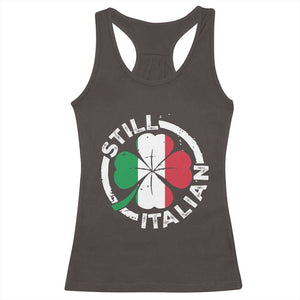 Funny Italian St Patrick's Day Racerback Tank Top Lucky Shamrock Italy Flag TS10 Dark Chocolate Print Your Wear