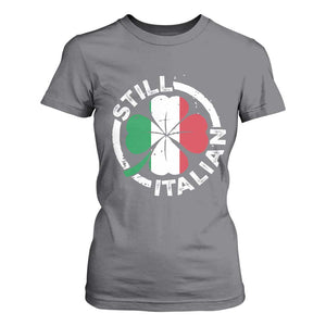 Funny Italian St Patrick's Day T Shirt For Women Lucky Shamrock Italy Flag TS10 Charcoal Print Your Wear