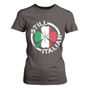 Funny Italian St Patrick's Day T Shirt For Women Lucky Shamrock Italy Flag TS10 Dark Chocolate Print Your Wear