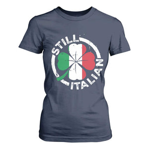 Funny Italian St Patrick's Day T Shirt For Women Lucky Shamrock Italy Flag TS10 Navy Print Your Wear