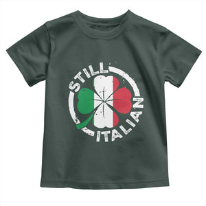 Funny Italian St Patrick's Day Toddler T Shirt Lucky Shamrock Italy Flag TS10 Dark Forest Green Print Your Wear