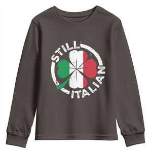 Funny Italian St Patrick's Day Youth Sweatshirt Lucky Shamrock Italy Flag TS10 Dark Chocolate Print Your Wear