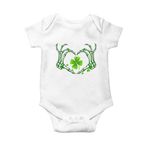 Skeleton Hand Heart Shamrock St Patricks Day Baby Onesie TS10 White Print Your Wear