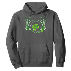 Skeleton Hand Heart Shamrock St Patricks Day Hoodie TS10 Dark Heather Print Your Wear