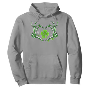 Skeleton Hand Heart Shamrock St Patricks Day Hoodie TS10 Sport Gray Print Your Wear