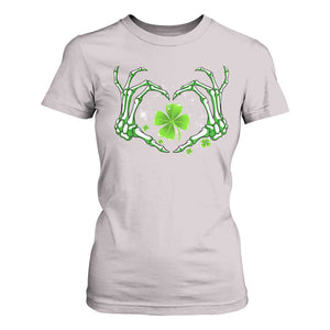 Skeleton Hand Heart Shamrock St Patricks Day T Shirt For Women TS10 Ice Gray Print Your Wear